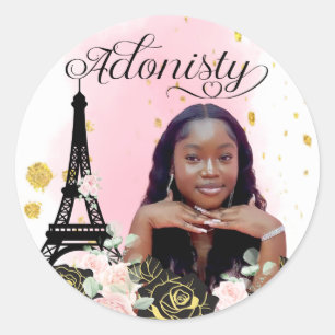 Paris Eiffel Tower Sweet Sixteen Circle Sticker. Classic Round Sticker