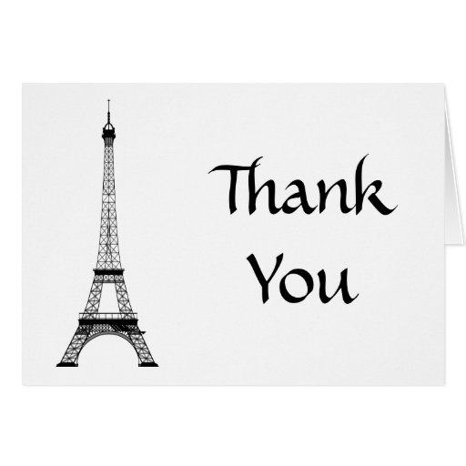 Paris Eiffel Tower Thank You Card | Zazzle