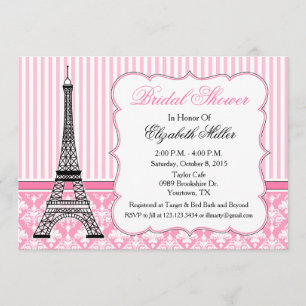 Paris Eiffel Tower Theme Party Pink Invitation