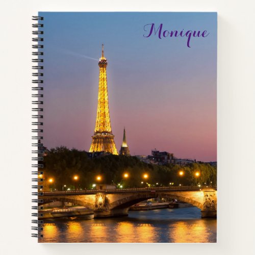 Paris Eiffel Tower Themed Spiral Notebook French