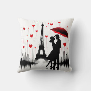 Paris Eiffel Tower Valentines Throw Pillow