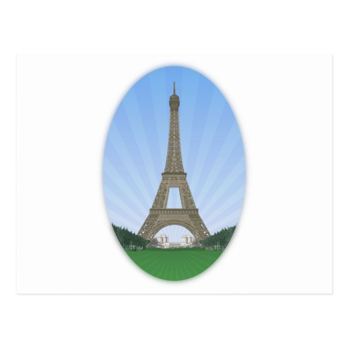 Paris Eiffel Tower Vector Drawing Post Card