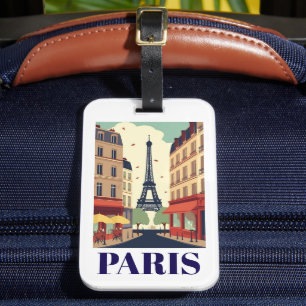 Paris Eiffel Tower View Vintage Travel Luggage Tag
