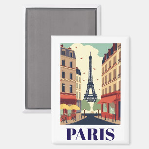 Paris Eiffel Tower View Vintage Travel Magnet