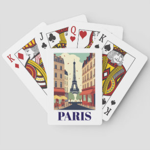 Paris Eiffel Tower View Vintage Travel Poker Cards