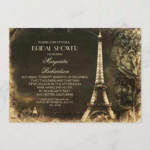 Paris Eiffel tower vintage bridal shower Invitation