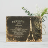Paris Eiffel tower vintage bridal shower Invitation (Standing Front)