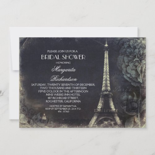 Paris Eiffel tower vintage bridal shower Card