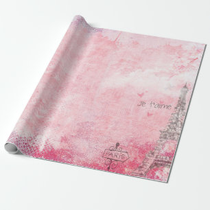 Paris eiffel tower vintage pigeons wrapping paper