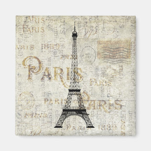 Paris Eiffel Tower Vintage Postcard Magnet