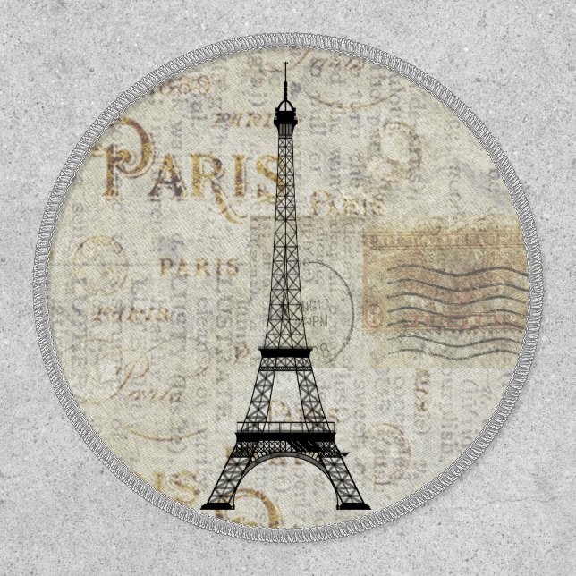 Paris Eiffel Tower Vintage Postcard Patch (Front)