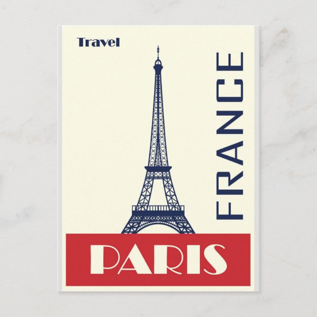Paris Eiffel Tower Vintage Travel Poster Postcard (Front)