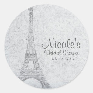 Paris Eiffel Tower Vintage Wedding Elegant Favor Classic Round Sticker