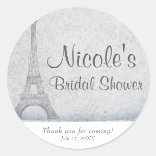 Paris Eiffel Tower Vintage Wedding Elegant Favor Classic Round Sticker