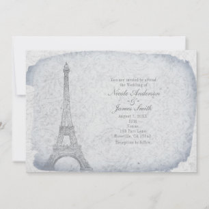 Paris Eiffel Tower Vintage Wedding Invitations