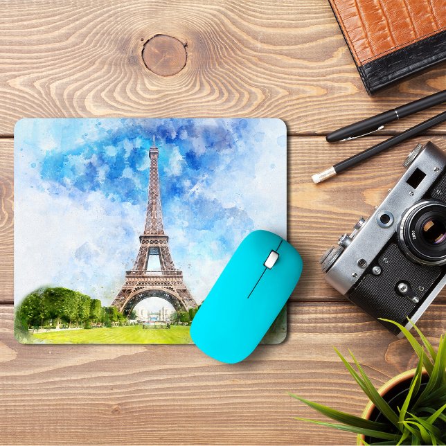 Paris Eiffel Tower Watercolor #01  Mouse Pad (Creator Uploaded)