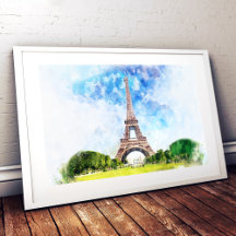 Paris Eiffel Tower Watercolor #01 