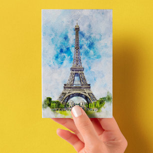 Paris Eiffel Tower Watercolor #02 Postcard