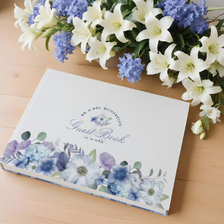 Paris Eiffel Tower Watercolor Floral White Wedding Guest Book