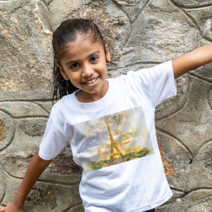 Paris Eiffel Tower Watercolor – Sunset #01 T-Shirt