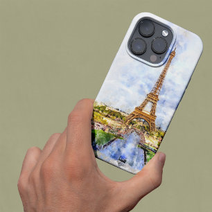 Paris Eiffel Tower Watercolor – Sunset #02  iPhone 13 Pro Max Case