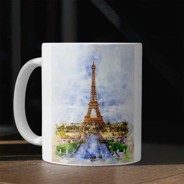 Paris Eiffel Tower Watercolor – Sunset #02  Coffee Mug (Creator Uploaded)