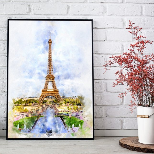 Paris Eiffel Tower Watercolor – Sunset #02  Photo Print (Creator Uploaded)