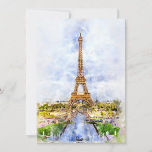 Paris Eiffel Tower Watercolor – Sunset #02 Thank You Card