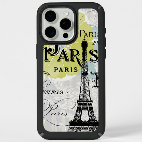 Paris Eiffel Tower Watercolor Typography iPhone 15 Pro Max Case