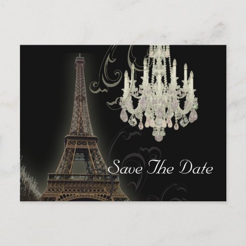 Paris Eiffel Tower wedding save the date Announcement Postcard