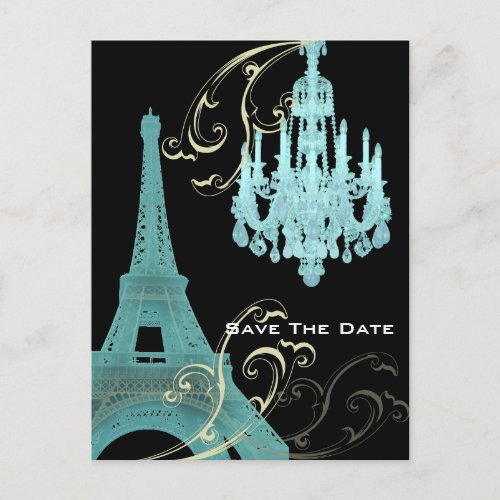 Paris Eiffel Tower wedding save the date Announcement Postcard