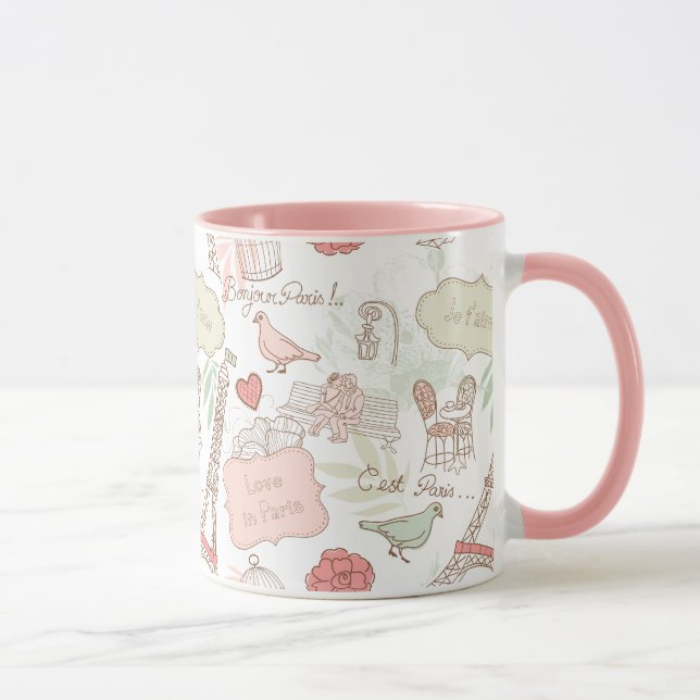 Paris Eiffel Tower Whimsical Pink Mug (Right)