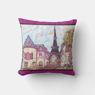 Paris / Eiffel Tower, wine & grapes pillow