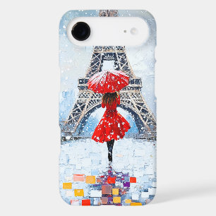 Paris Eiffel Tower Winter Romance Red Umbrella iPhone 17 Air Case