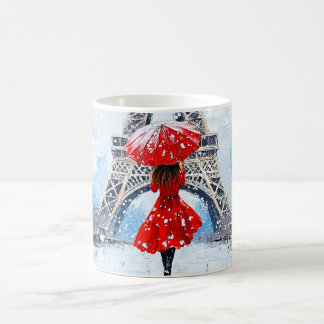 Paris Eiffel Tower Winter Romance Red Umbrella  Coffee Mug