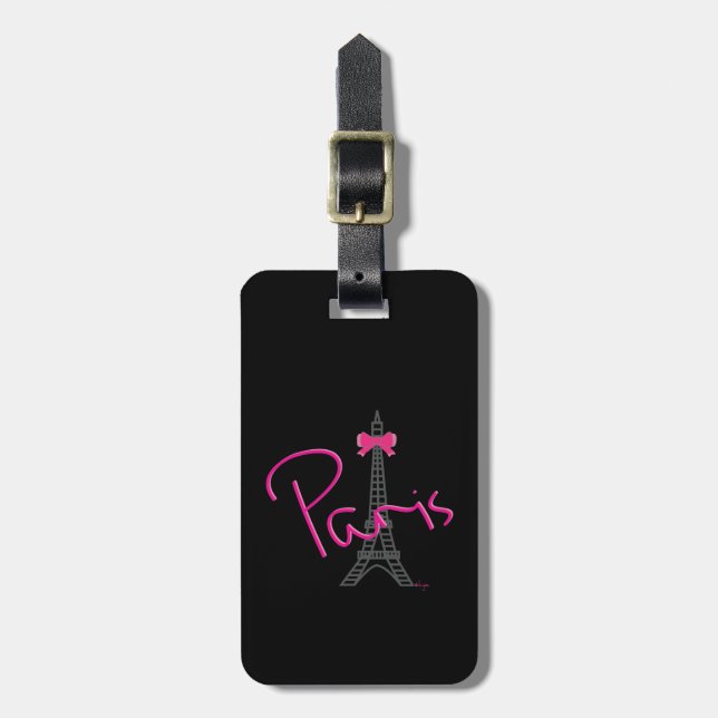 Paris Eiffel Tower with Bow Luggage Tag (Front Vertical)
