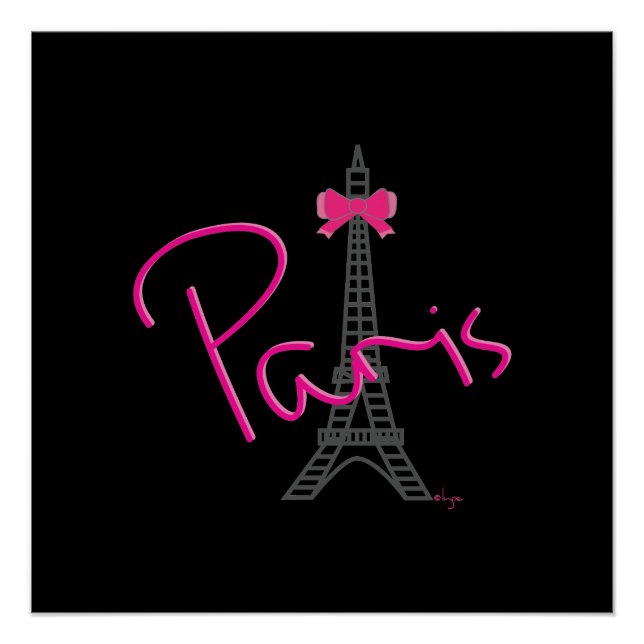 Paris, Eiffel Tower with bow Modern Poster (Front)