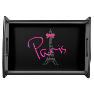 "Paris, Eiffel Tower with Bow Modern Serving Tray