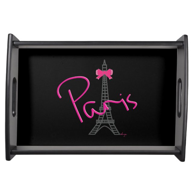 "Paris, Eiffel Tower with Bow Modern Serving Tray (Front)