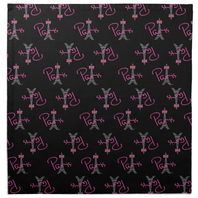 Paris Eiffel Tower with Pink Bow Cloth Napkin (Front)