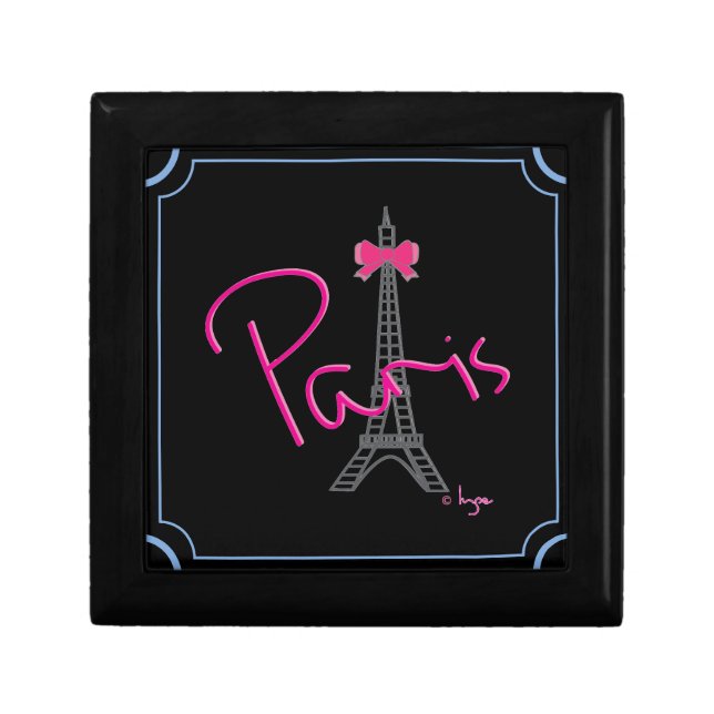 Paris Eiffel Tower with pink bow Gift Box (Front)