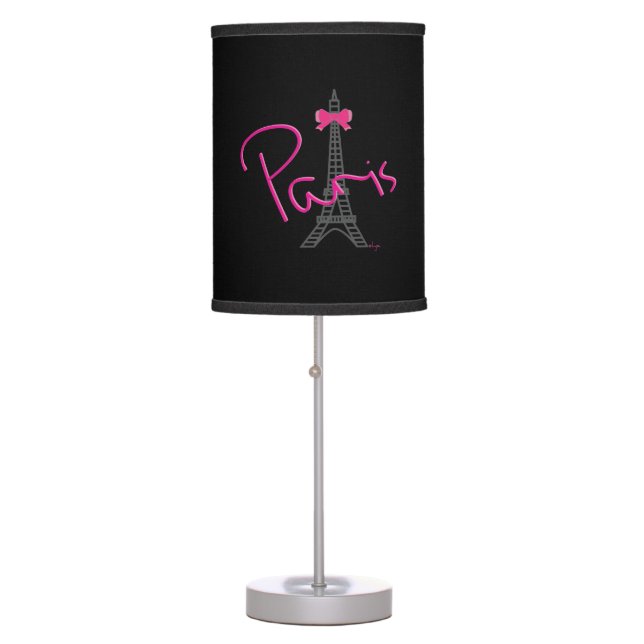 Paris Eiffel Tower with pink bow Table Lamp (Front)