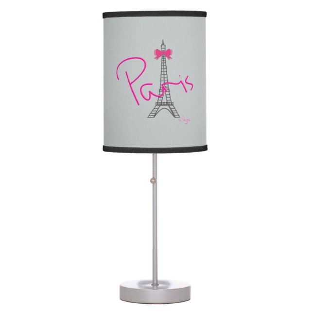 Paris Eiffel Tower with pink bow Table Lamp (Front)