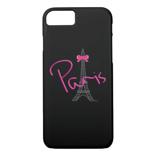 Paris Eiffel Tower with pink bow Trendy iPhone 87 Case