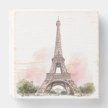 Paris Eiffel Tower Wood Box Sign