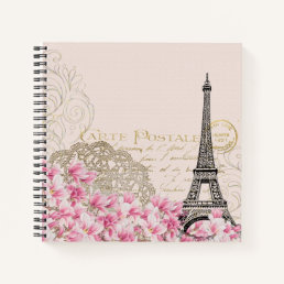 Paris Eiffelturm France, French Vintage Ephemera Notebook