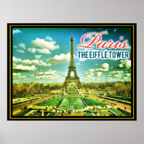Paris Eiffle Tower Watercolor Drawing Poster