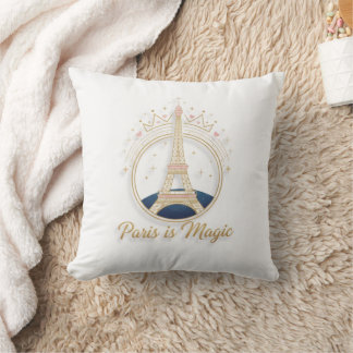 Paris - Elegant Eiffel Tower & Celestial Gold Throw Pillow