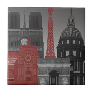 Paris Elevations by Night - Red Ceramic Tile