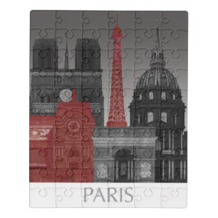 Paris Elevations by Night - Red Jigsaw Puzzle
